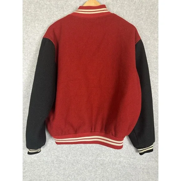 VTG 90s Warner Bros Bugs Bunny Varsity Jacket Acme Clothing Wool Red Black M USA - Picture 2 of 7